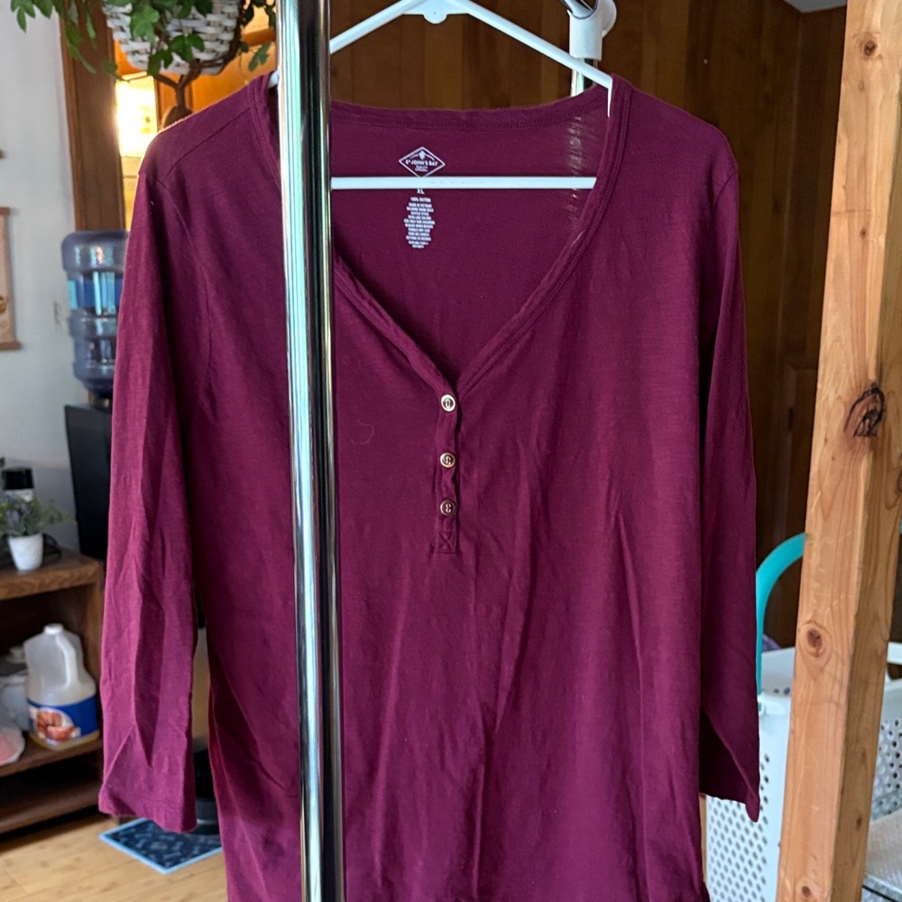 St. John's Bay Burgundy Henley Blouse